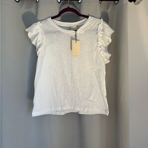 White Ruffle Sleeve Women's Top